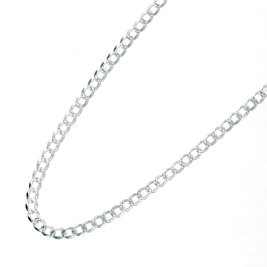 Cadena de Plata Barbada Diamantada Reversible 5mm