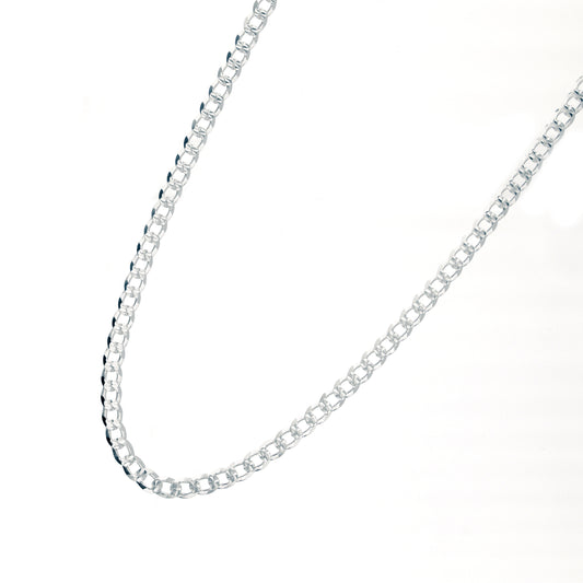 Cadena de Plata Barbada Diamantada Reversible 4mm